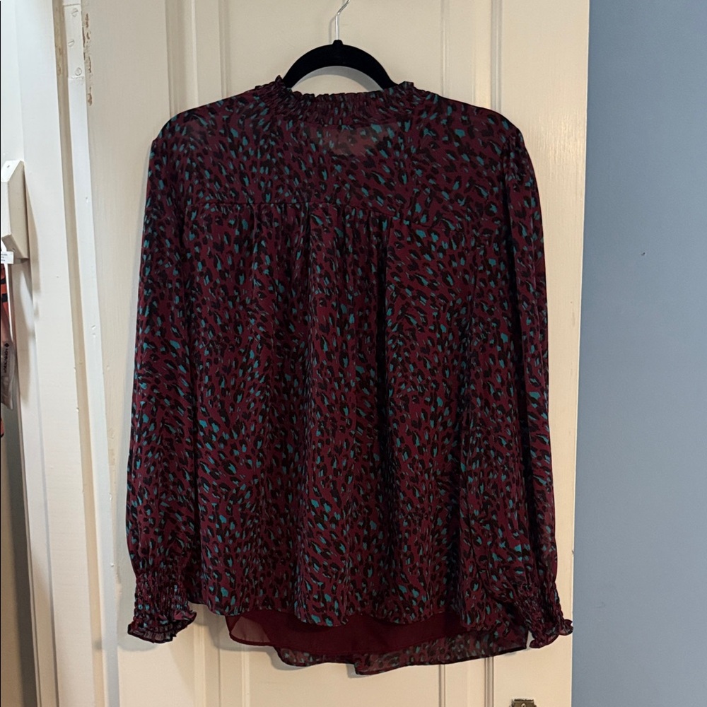 Zac & Rachel Burgundy Patterned Blouse